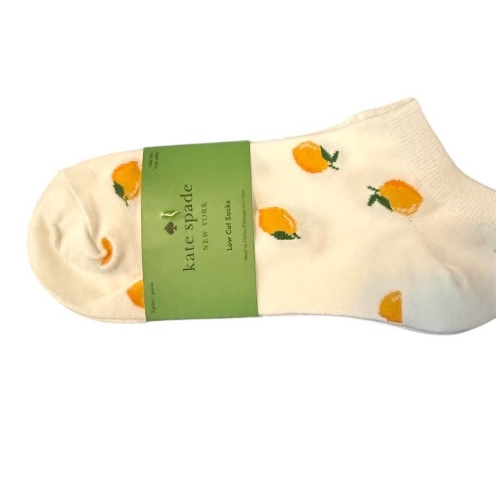 Kate Spade New York Womens No-Show Socks Ivory Citrus Lemon Print One Size